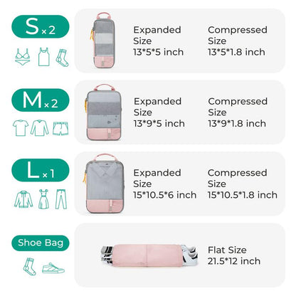 Compression Packing Cubes Set for Travel Luggage
